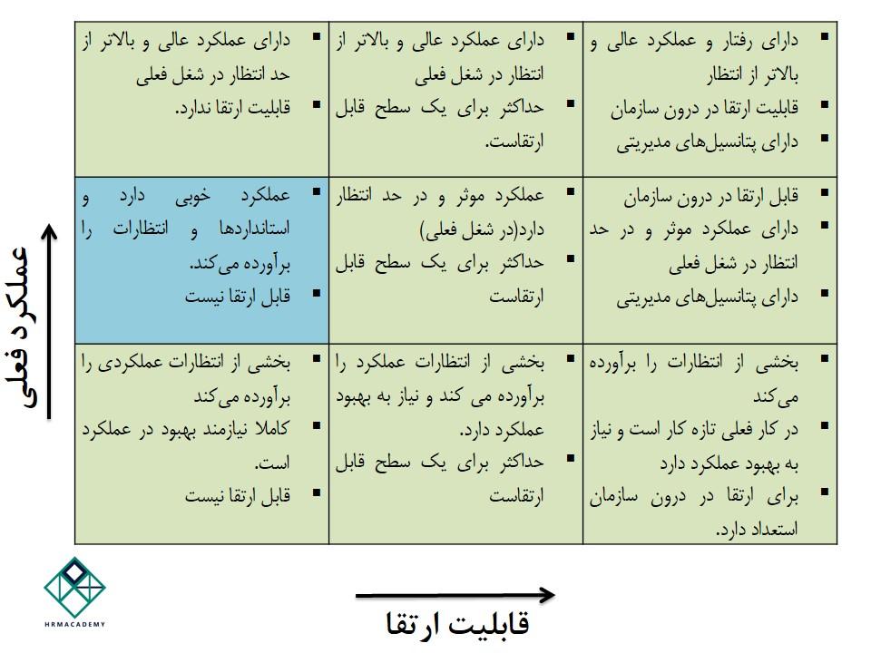 تعیین جایگاه فرد در ماتریس قابلیت/ عملکرد